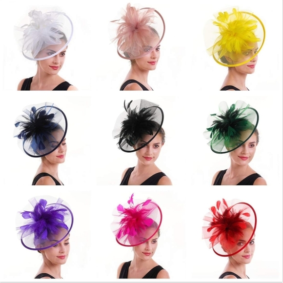 Elegant Red Feather Fascinator - Picture 5 of 5